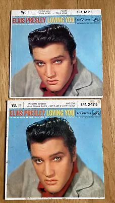 Rare 45 Set Elvis Presley Loving You Vol L & Ll EPA 1-1515 2-1515 7  1957 RCA • $49.99