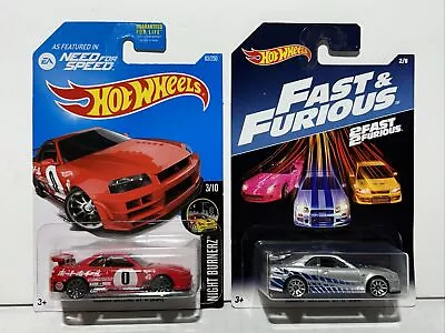 Hot Wheels Nissan Skyline GT-R (R34) Lot 2 Need For Speed & 2Fast 2Furious HTF • $2.25