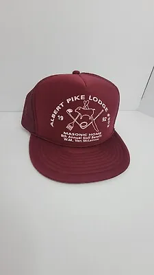 Vintage  Masonic Trucker Hat Mesh Snap Back Cap Red • $13.99