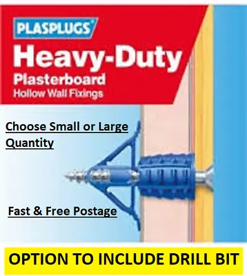 Plasterboard Fixings Plugs Plasplug Heavy Cavity Wall ADD DRILL & SCREWS IF REQD • £4.45