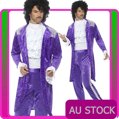 Mens 80s 1980s Purple Musician Costume Party Singer Prince Pop Star Fancy Dress • $54.14