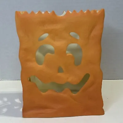 PartyLite Halloween Pumpkin Jack O Lantern Luminary P7254  Candle Holder W/box • $17.69