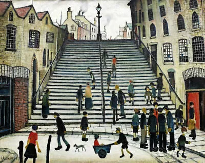 £14.99 • Buy JS LOWRY  STEPS AT WICK  CANVAS FRAMED WALL ART Reproduced OFFICE&HOME DECOR