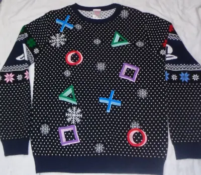 $32 • Buy Numskull Playstation Symbols Ugly  Christmas Pullover Sweater Size Small Adult