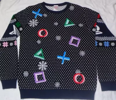 Numskull Playstation Symbols Ugly  Christmas Pullover Sweater Size Small Adult • $32