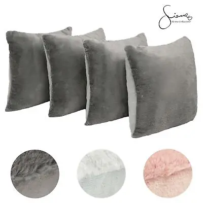 £8.99 • Buy Sienna Faux Rabbit Fur Pack Of 4 Cushion Covers Set Soft Plush Fleece 18  X 18