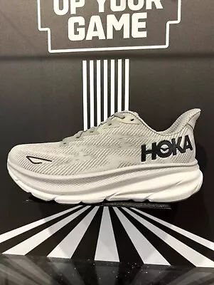 HOKA ONE ONE Clifton 9 Wide Anti-slip Wear Low Top Running Shoes Men's Mist Gray • $74.58