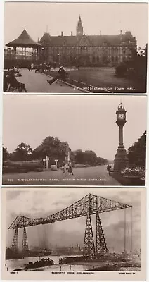 Middlesbrough Postcards Yorks 3 RP's Bridge Bandstand By Town Hall Park C.1912 • £10