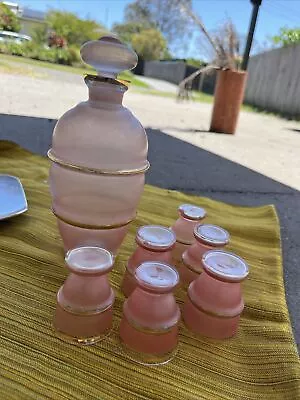 Vintage Decanter SetPort Or Sherry 6Glasses. Excellent Condtion. Pink& Gold • $45