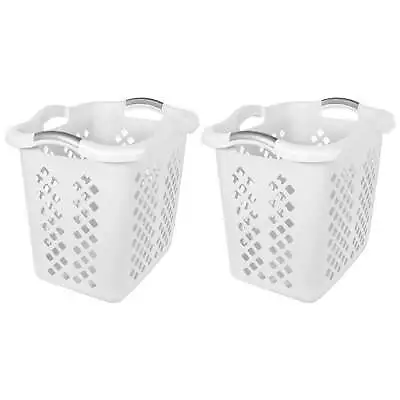Home Logic 2.5 Bushel XL Lamper Plastic Laundry Basket White 2 Pack US • $24.06
