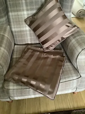 Brown Striped Jacquard Fabric Cushion Cover X  3 • £15