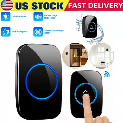 Wireless Doorbell Chime Waterproof Plugin Receiver Adjustable Volume 1000FT Kit • $10.49