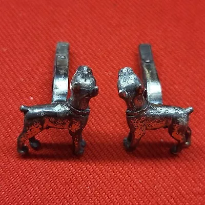 Vintage Signed Sterling Silver 3D Mechanics Heads Dog Cufflinks • $129.95