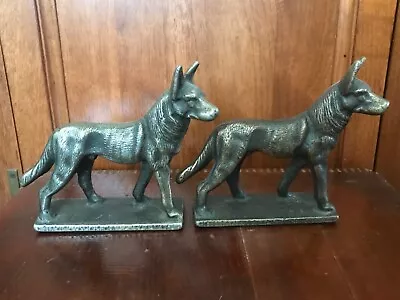 Vintage Set Of 2 German Shepherd Bookends ~ Cast Iron • $72