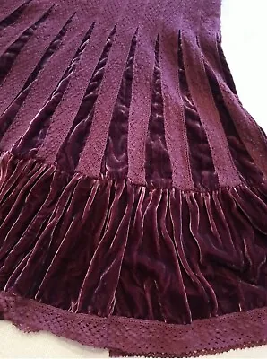 Vintage FREE PEOPLE Burgundy Wine Velvet Prairie Peasant Ruffle Boho Skirt Sz 10 • $28