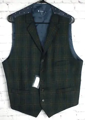 CREMIEUX Classics Men's Forest Green Plaid Button-down Vest Size L • $38.95