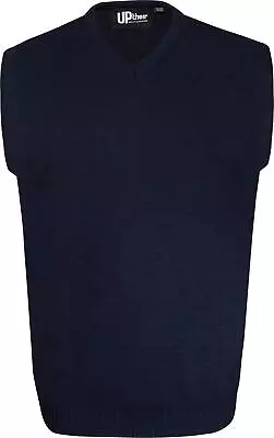 Mens Uptheir Lingo V-Neck Sleeveless Jumper Navy 3XL 4XL 5XL 6XL 7XL 8XL • £24.99