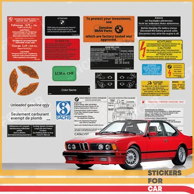 BMW E24 M6 628CSi 630CSi 633CSi 635CSi Full Years Engine Stickers Set Aufkleber • $49