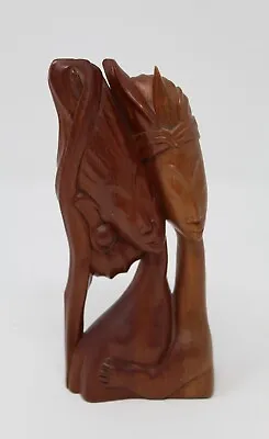 $25 • Buy VTG Bali Curio Art Hand Carved Wood Couple 7  Tall