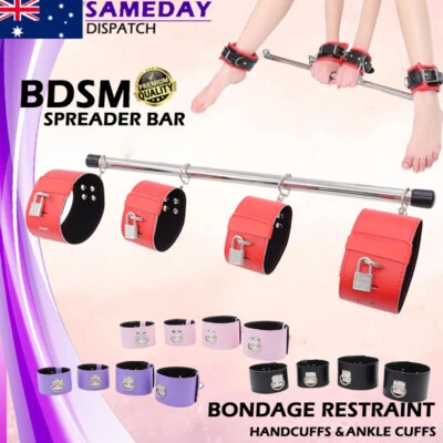 BDSM Bondage Kit Spreader Bar Restraint Fetish Leg Open Ankle Handcuffs Sex Toy • $32.95