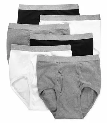 Stafford 6-Pack Men's 100% Cotton Full-Cut Briefs Black/Grey/White Assorted • $42.99