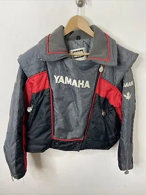 Vintage Yamaha Snowmobile Jacket Winter Racer Woman XL 80s Gray Red • $95