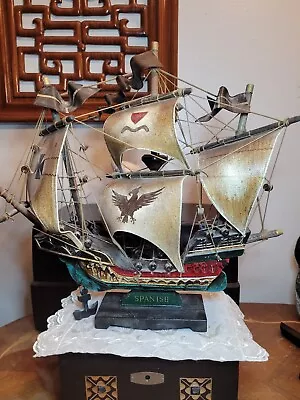 Vintage Wood Model Sailing Spanish Ship Spanish  Made In Japan • $69