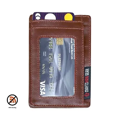 Men's Slim Wallet RFID Blocking Wallet Minimalist Leather ID Money Card Holder • $6.99