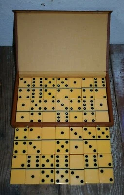 $79.95 • Buy Set Of 28 Vintage Jumbo Butterscotch Bakelite Double 6 Dominoes Giant 
