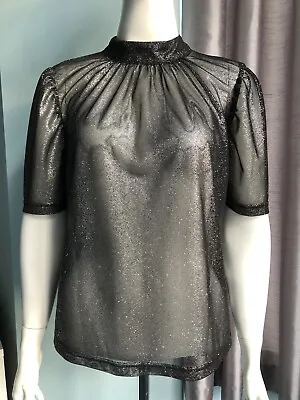 £4 • Buy DIVIDED H&M Ladies See Through Short Sleeve Party Top Size 10