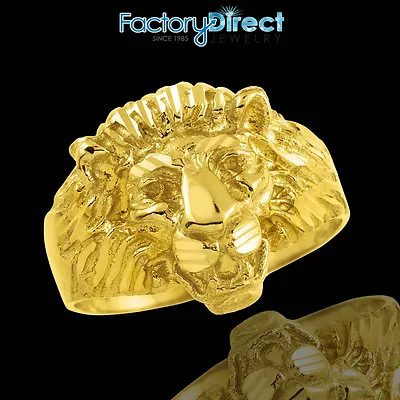 Men's Gold Lion Head Ring 10k 14k • $419.99