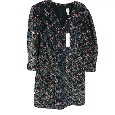 Anthropologie La Vie Size M Corduroy Velvet Dress Floral Mini 718 925 D875 LS • $71.99