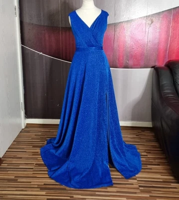 £7.50 • Buy Gorgeous Goddiva Royal Blue Sparkly Long Evening Dress Size 16