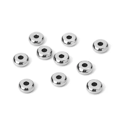 50 Stainless Steel 4mm Smooth Heishi Rondelle Beads Silver Bead Spacer Findings  • $5.99