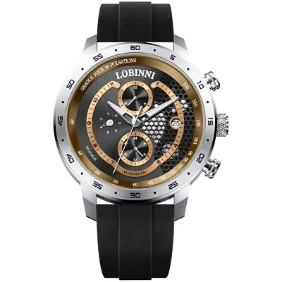 LOBINNI Men Automatic Watch Luxury Mechanical Wristwatch Month Week Date Sport • $199
