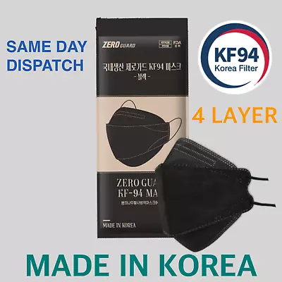 10 PCS Korea KF94 BLACK Face Mask 4 Protective Layer Individual Pack K-94 • $28.50