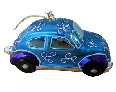 Volkswagon Beetle Christmas Holiday Ornament VW Bug Car Shiny Blue Purple • $19.95