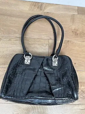 Osprey By Graeme Ellisdon Black Leather Mock Croc Shoulder Bag • £17