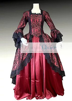 Ren Fair Marie Antoinette Bridgerton Queen Brocade Dress Gown Gothic Costume 143 • $245