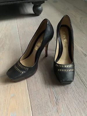 L.A.M.B Women’s Black Leather Closed Toe Pump High Heels Size 6 • $26.99