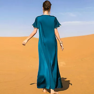 Luxury Rhinestone Abaya Women Muslim Long Maxi Dress Party Dubai Kaftan Evening • £53.09