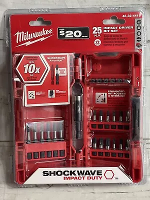 Milwaukee Shockwave 25 Piece Impact Driver Bit Set 48-32-4419 NEW SEALED • $17.99