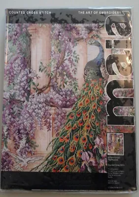 The Peacock - Maia Cross Stitch Kit - New 18count Aida Finished Design 16 X12  • $50.04