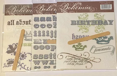 Lot Of 3 MME Rubons My Minds Eye Transfer Bohemia Backyard New Scrapbook Journal • $12