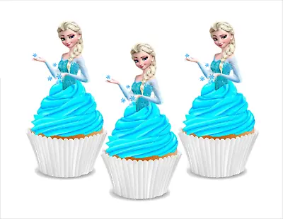 12x EDIBLE Elsa Frozen Princess Half Body Wafer Card Cupcake Cake Toppers Uncut • $6.99