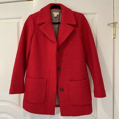 J Crew Womens Boucle Red Coat Jacket Size 0 • $49.99