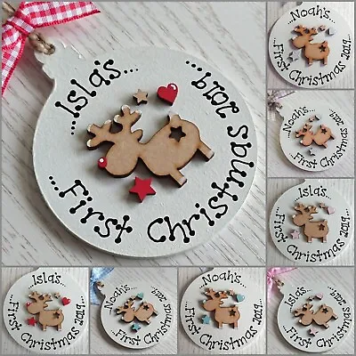 Baby's First 1st Christmas Bauble Personalised Ornament Decoration Gift Keepsake • £9.95