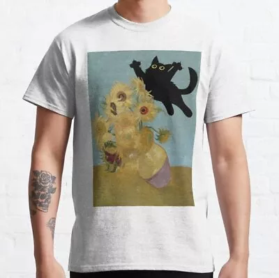 Vincent Van Gogh Flowers Cat Classic T-Shirt • $25.99