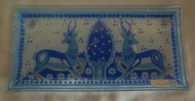 Nahariya  Art Glass Israel Deer Blue Dish By Andreas Meyer -jewish Judaica • $33