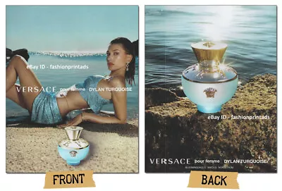 VERSACE Fragrance 2-Page Magazine PRINT AD 2020 2021 HAILEY BIEBER • $7